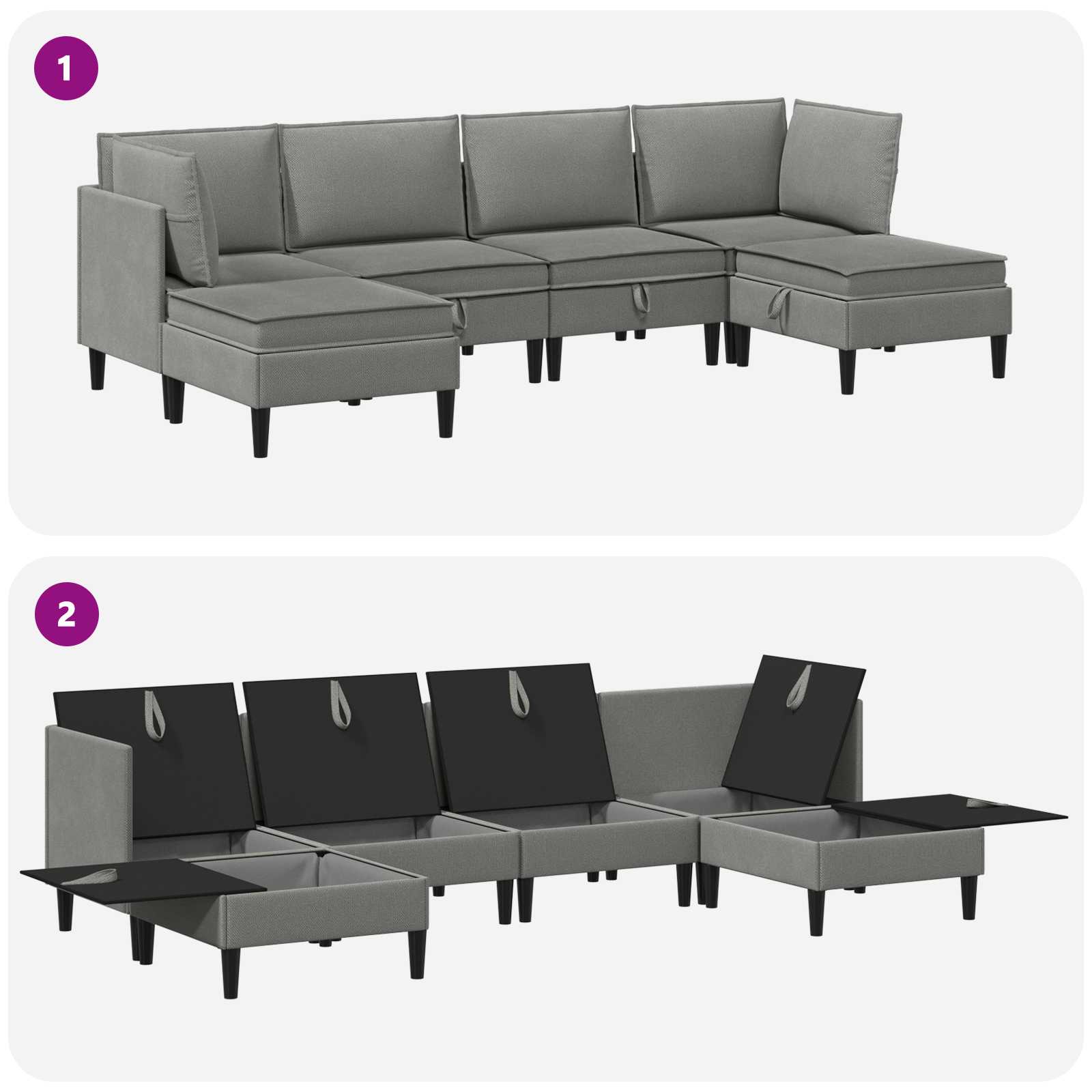 vidaXL Zestaw mebli do salonu 6 pcs ciemnoszary tkanina