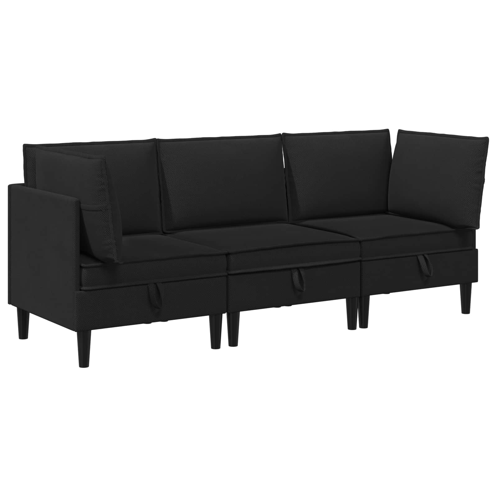 vidaXL Zestaw mebli do salonu 3 pcs Czarny tkanina