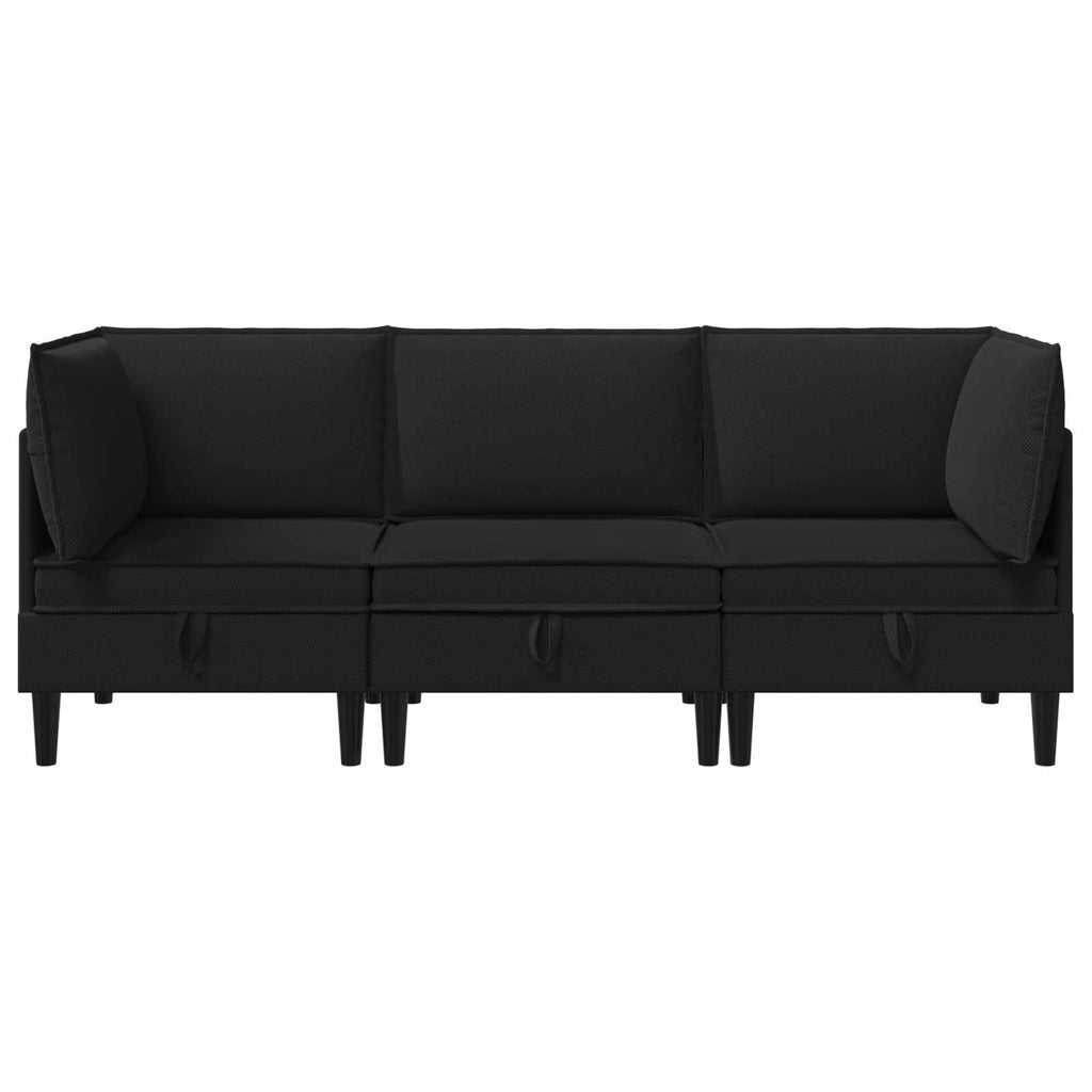 vidaXL Zestaw mebli do salonu 3 pcs Czarny tkanina