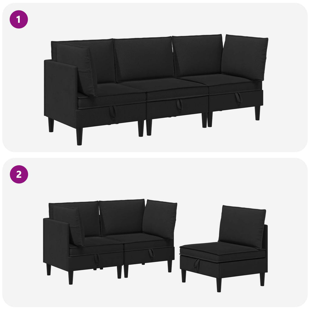 vidaXL Zestaw mebli do salonu 3 pcs Czarny tkanina
