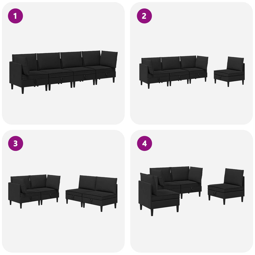 vidaXL Zestaw mebli do salonu 4 pcs Czarny tkanina