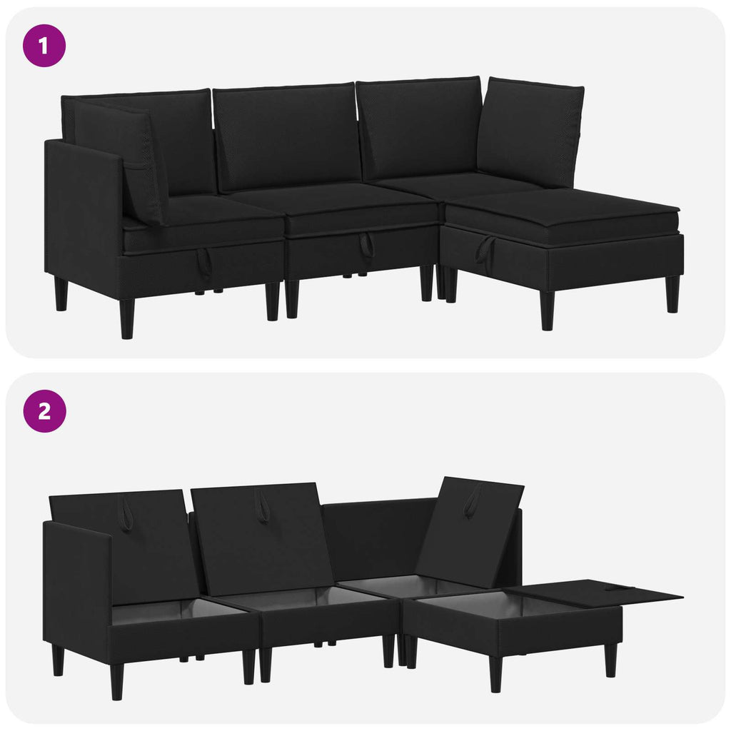 vidaXL Zestaw mebli do salonu 4 pcs Czarny tkanina
