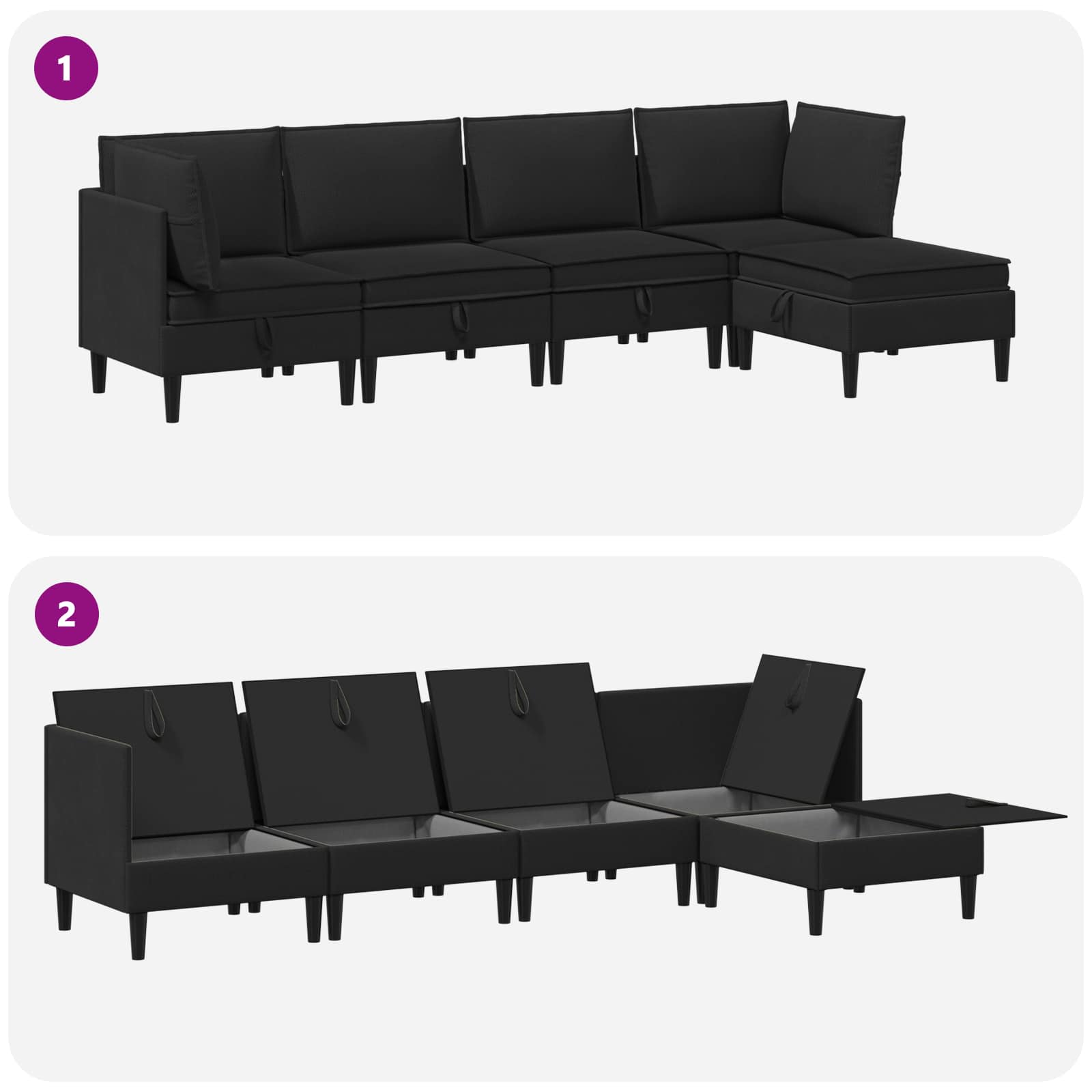 vidaXL Zestaw mebli do salonu 5 pcs Czarny tkanina