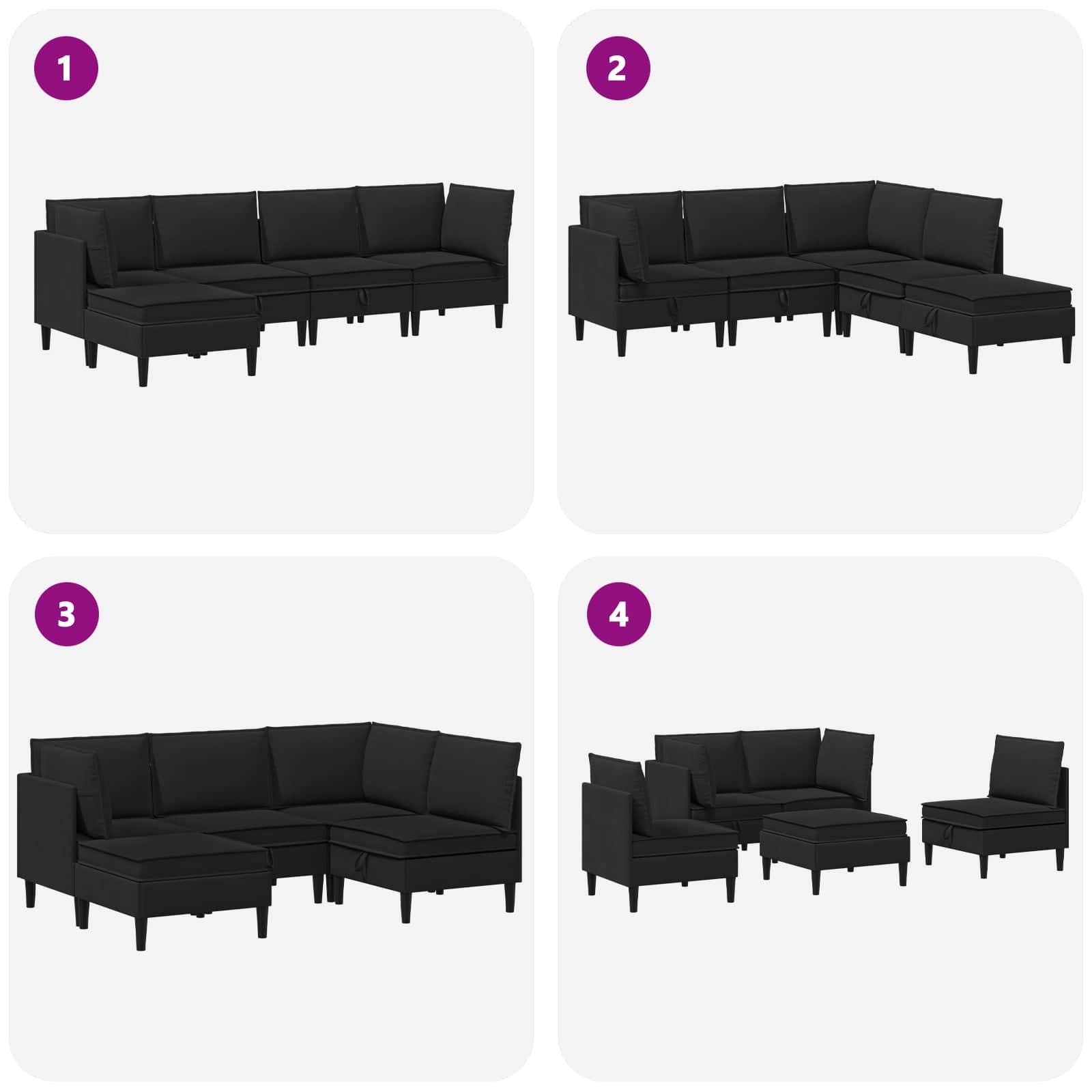 vidaXL Zestaw mebli do salonu 5 pcs Czarny tkanina
