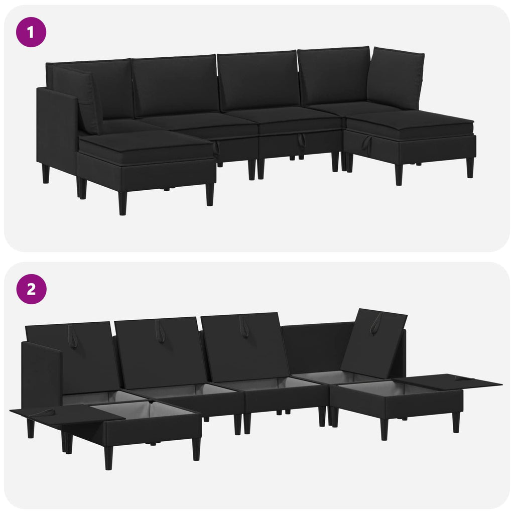 vidaXL Zestaw mebli do salonu 6 pcs Czarny tkanina