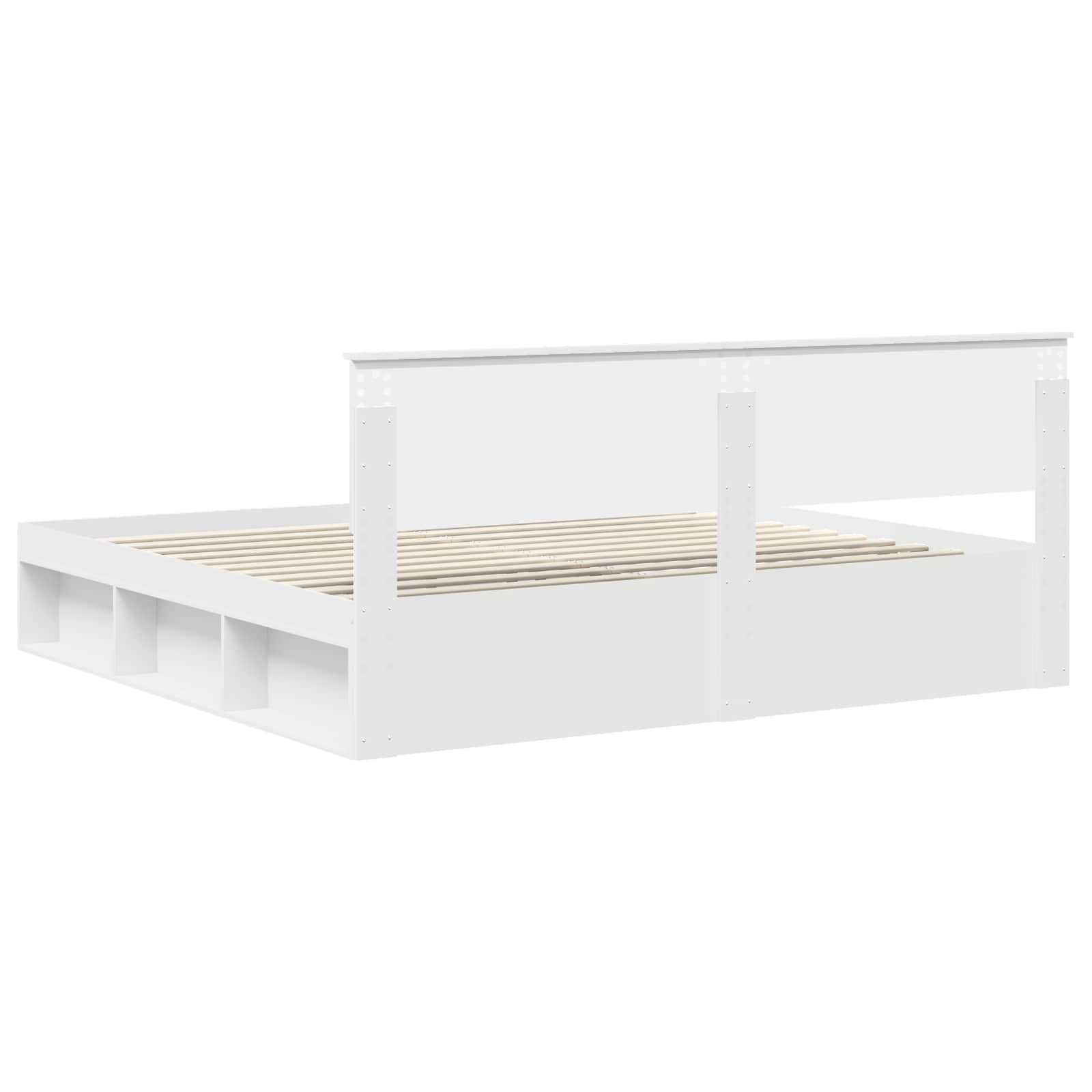 vidaXL Ramka łóżka Z zagłówkiem Biały 200 x 200 cm Lite drewno sosnowe