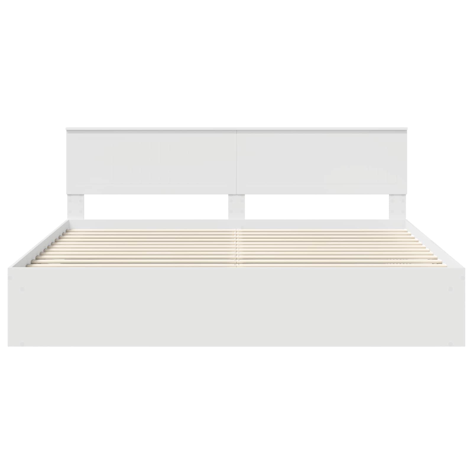 vidaXL Ramka łóżka Z zagłówkiem Biały 200 x 200 cm Lite drewno sosnowe