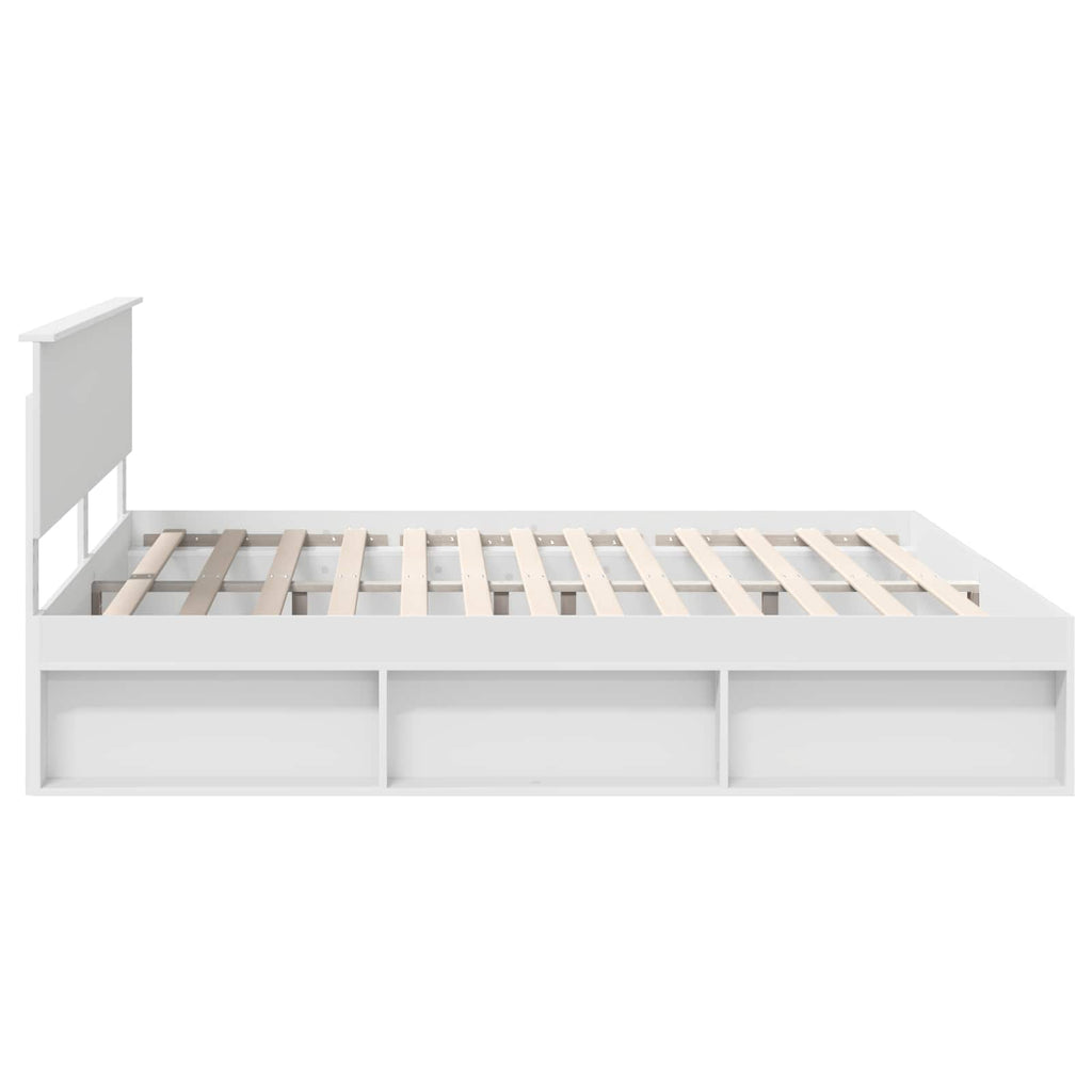 vidaXL Ramka łóżka Z zagłówkiem Biały 200 x 200 cm Lite drewno sosnowe