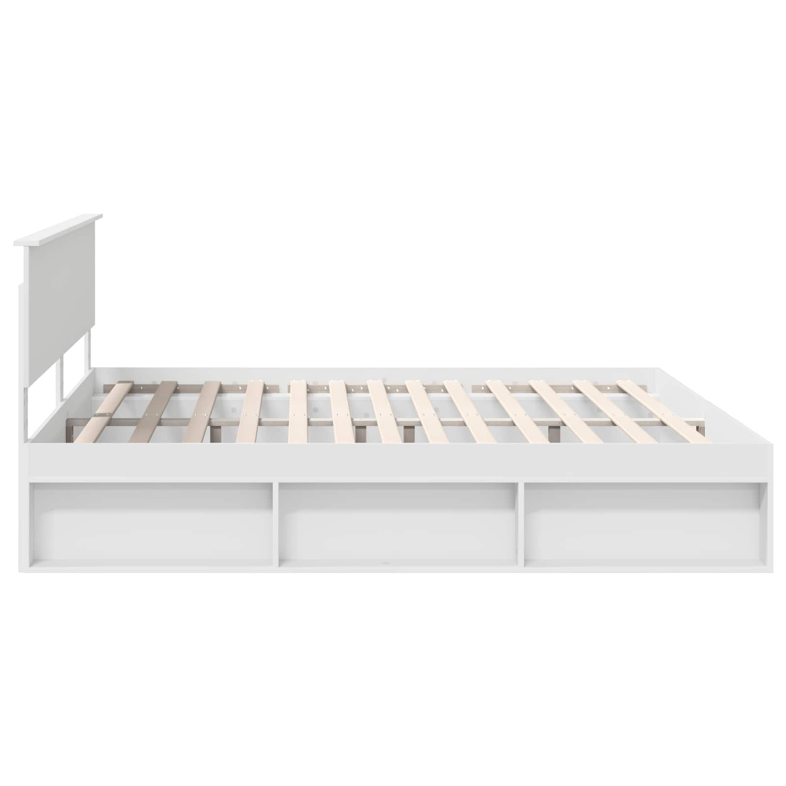 vidaXL Ramka łóżka Z zagłówkiem Biały 200 x 200 cm Lite drewno sosnowe