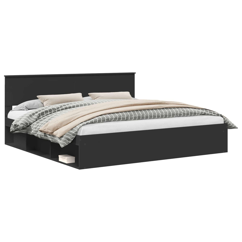 vidaXL Ramka łóżka Czarny 200 x 200 cm Lite drewno sosnowe