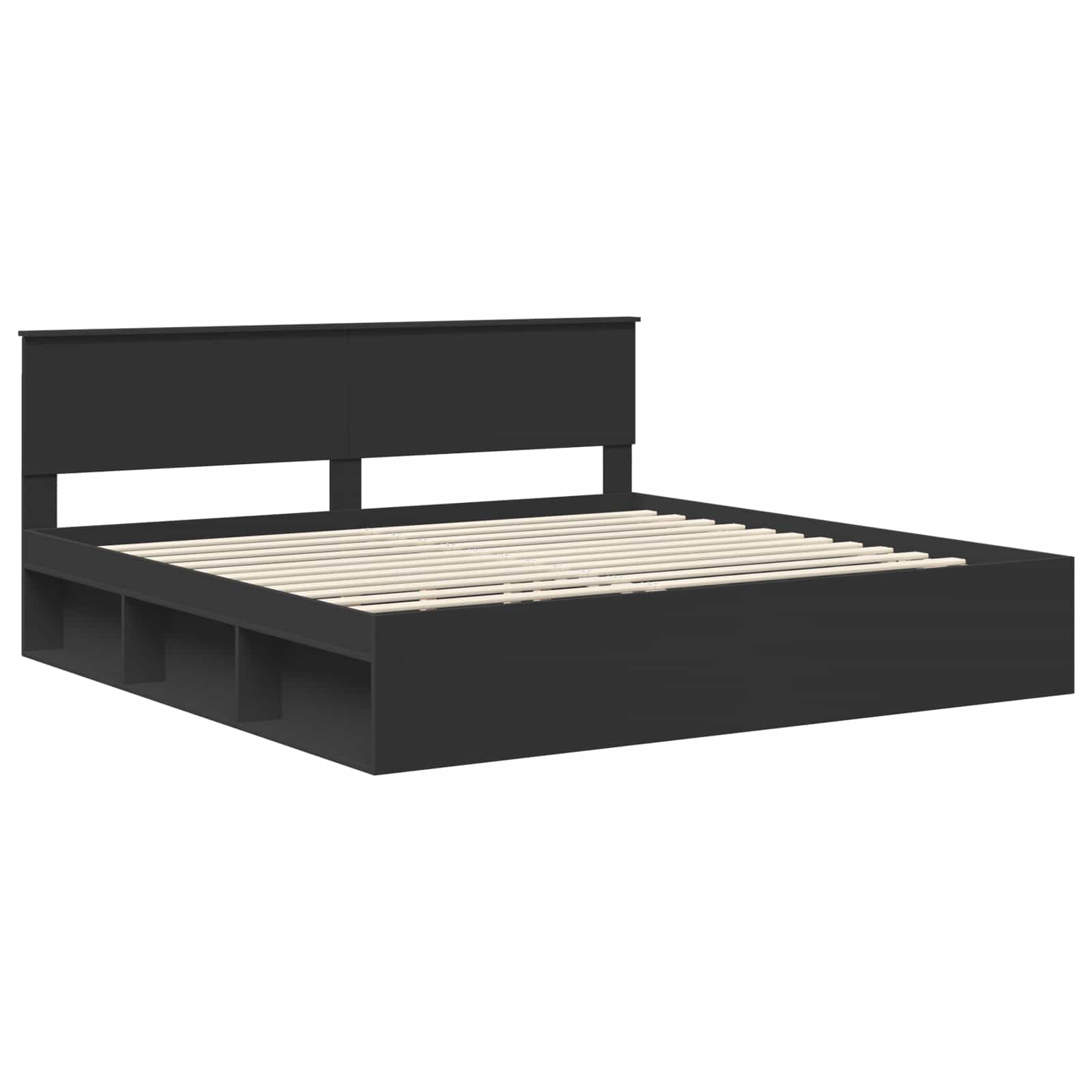 vidaXL Ramka łóżka Czarny 200 x 200 cm Lite drewno sosnowe