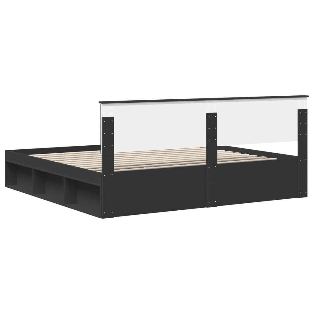 vidaXL Ramka łóżka Czarny 200 x 200 cm Lite drewno sosnowe