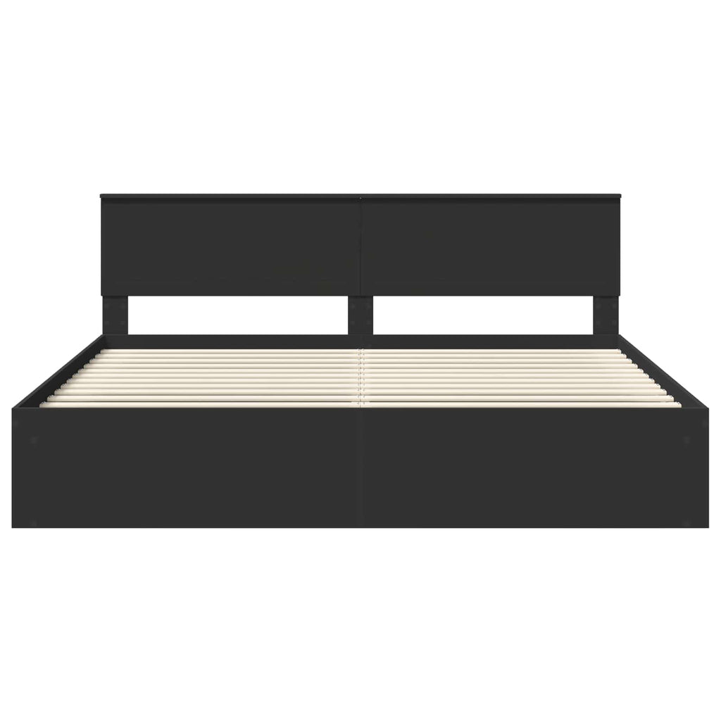 vidaXL Ramka łóżka Czarny 200 x 200 cm Lite drewno sosnowe