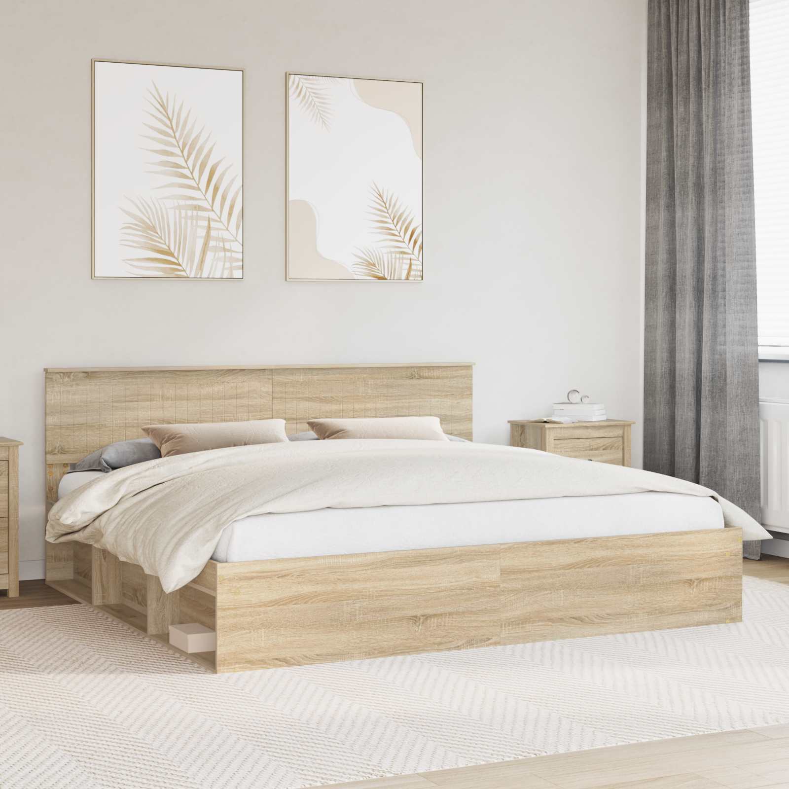 vidaXL Ramka łóżka Sonoma 200 x 200 cm Lite drewno sosnowe