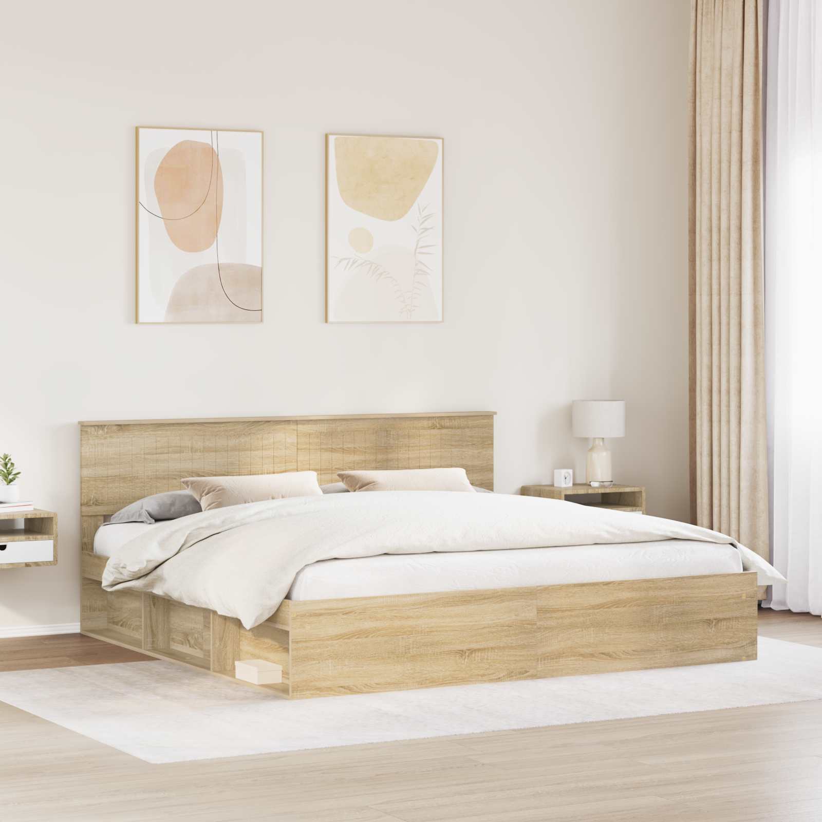 vidaXL Ramka łóżka Sonoma 200 x 200 cm Lite drewno sosnowe
