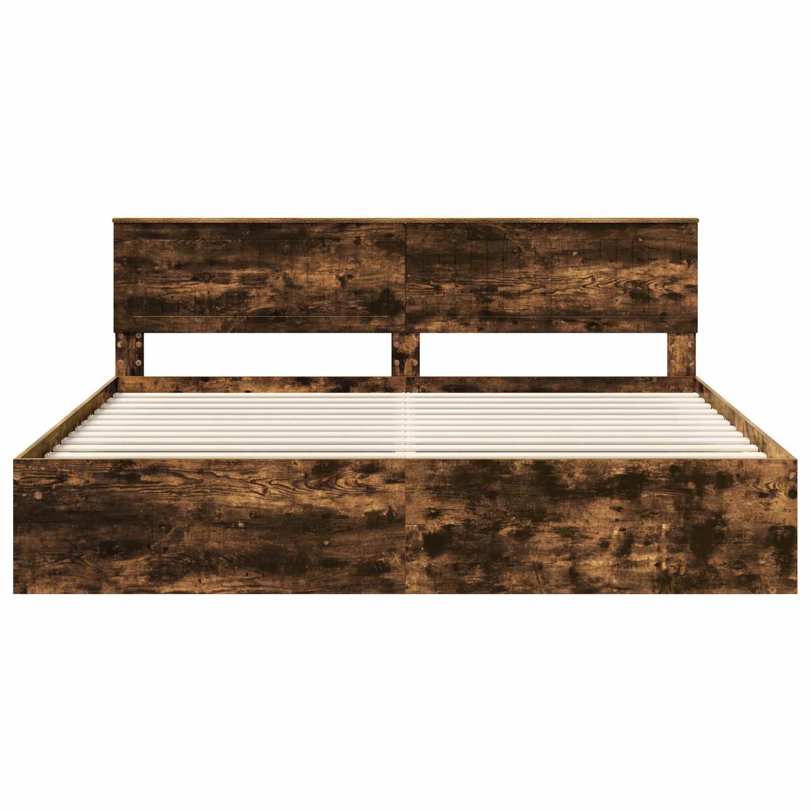 vidaXL Ramka łóżka Dąb wędzony 200 x 200 cm Lite drewno sosnowe