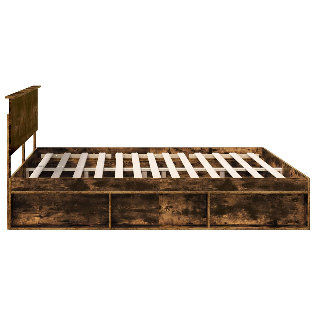 vidaXL Ramka łóżka Dąb wędzony 200 x 200 cm Lite drewno sosnowe
