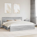vidaXL Ramka łóżka Szary Sonoma 200 x 200 cm Lite drewno sosnowe