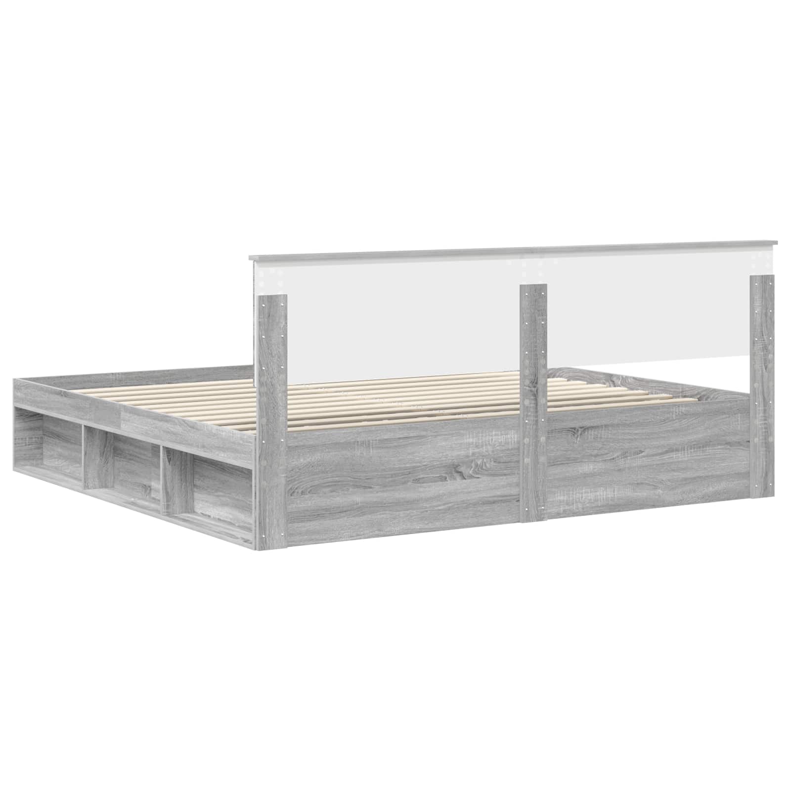 vidaXL Ramka łóżka Szary Sonoma 200 x 200 cm Lite drewno sosnowe