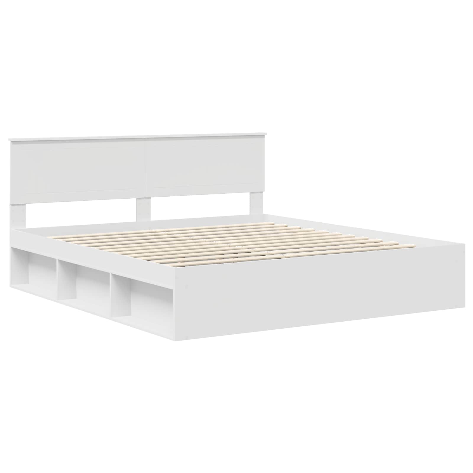vidaXL Ramka łóżka Z zagłówkiem Biały 180 x 200 cm Lite drewno sosnowe