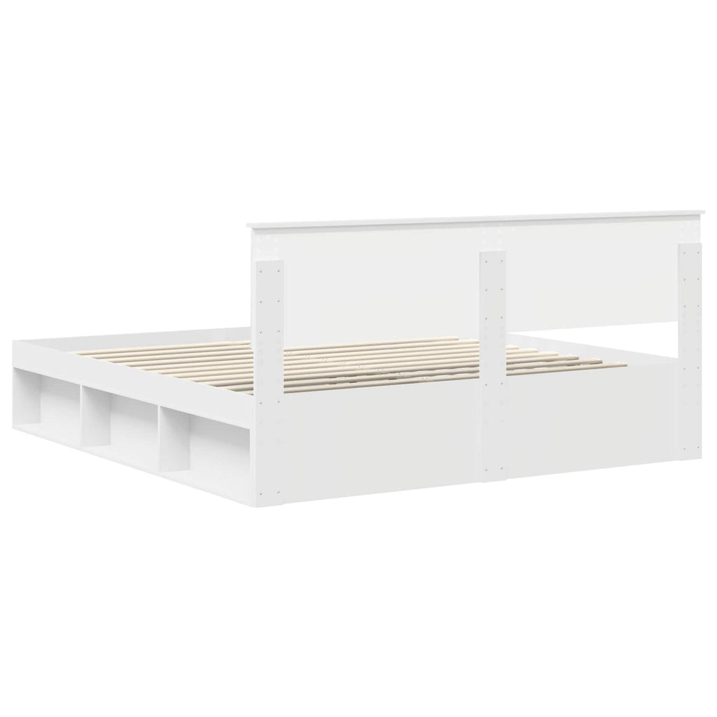 vidaXL Ramka łóżka Z zagłówkiem Biały 180 x 200 cm Lite drewno sosnowe
