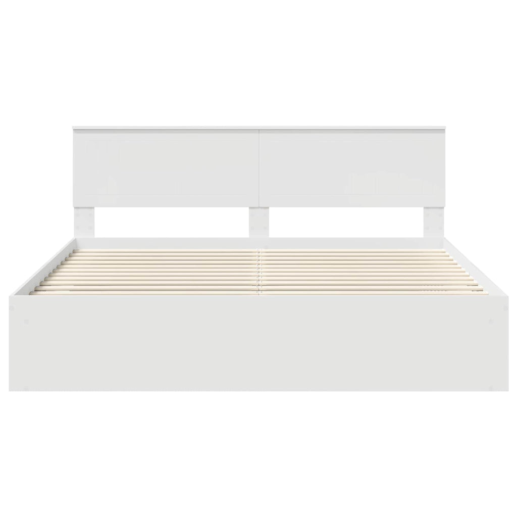 vidaXL Ramka łóżka Z zagłówkiem Biały 180 x 200 cm Lite drewno sosnowe