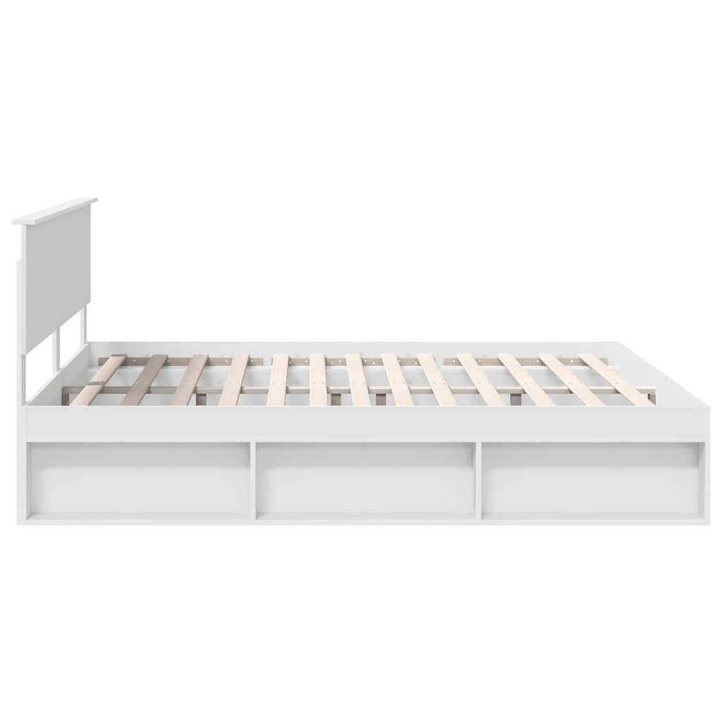 vidaXL Ramka łóżka Z zagłówkiem Biały 180 x 200 cm Lite drewno sosnowe