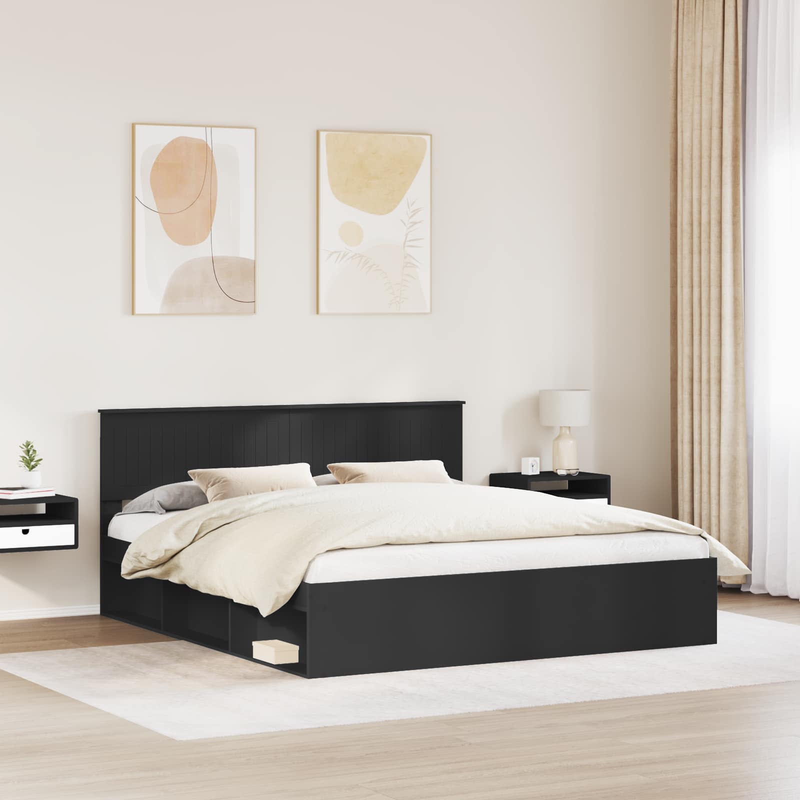 vidaXL Ramka łóżka Czarny 180 x 200 cm Lite drewno sosnowe