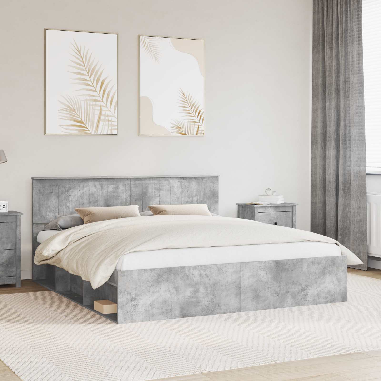 vidaXL Ramka łóżka Betonowy 180 x 200 cm Lite drewno sosnowe