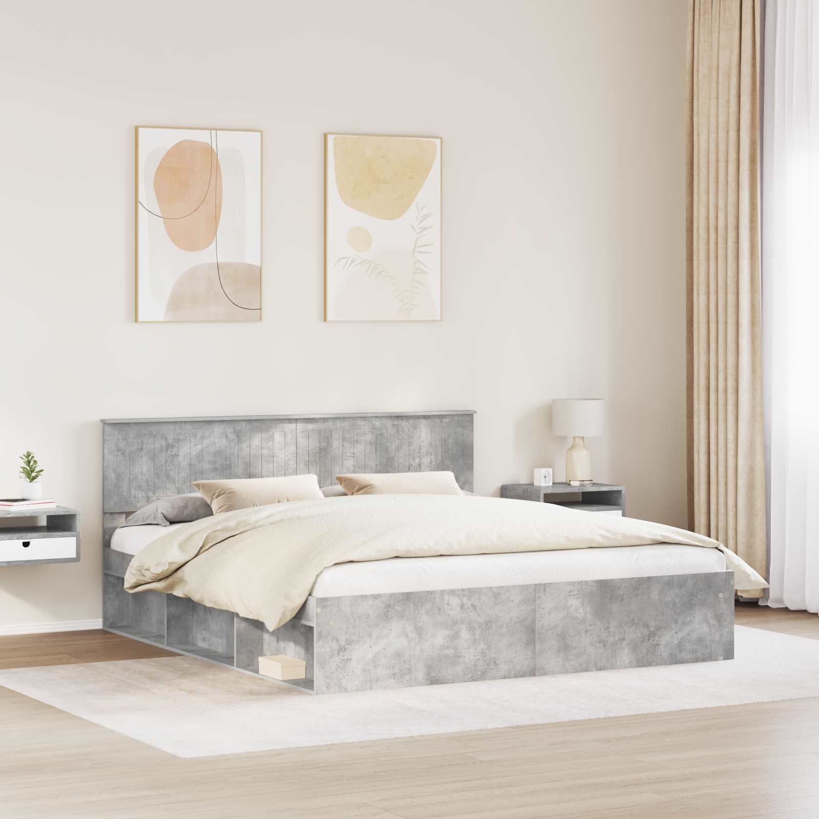 vidaXL Ramka łóżka Betonowy 180 x 200 cm Lite drewno sosnowe