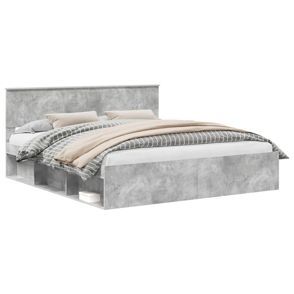 vidaXL Ramka łóżka Betonowy 180 x 200 cm Lite drewno sosnowe