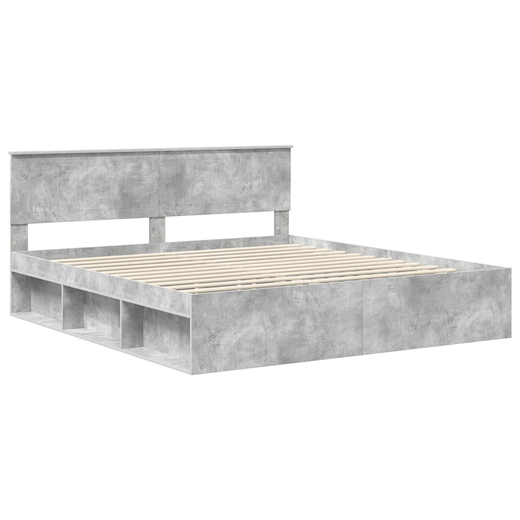 vidaXL Ramka łóżka Betonowy 180 x 200 cm Lite drewno sosnowe