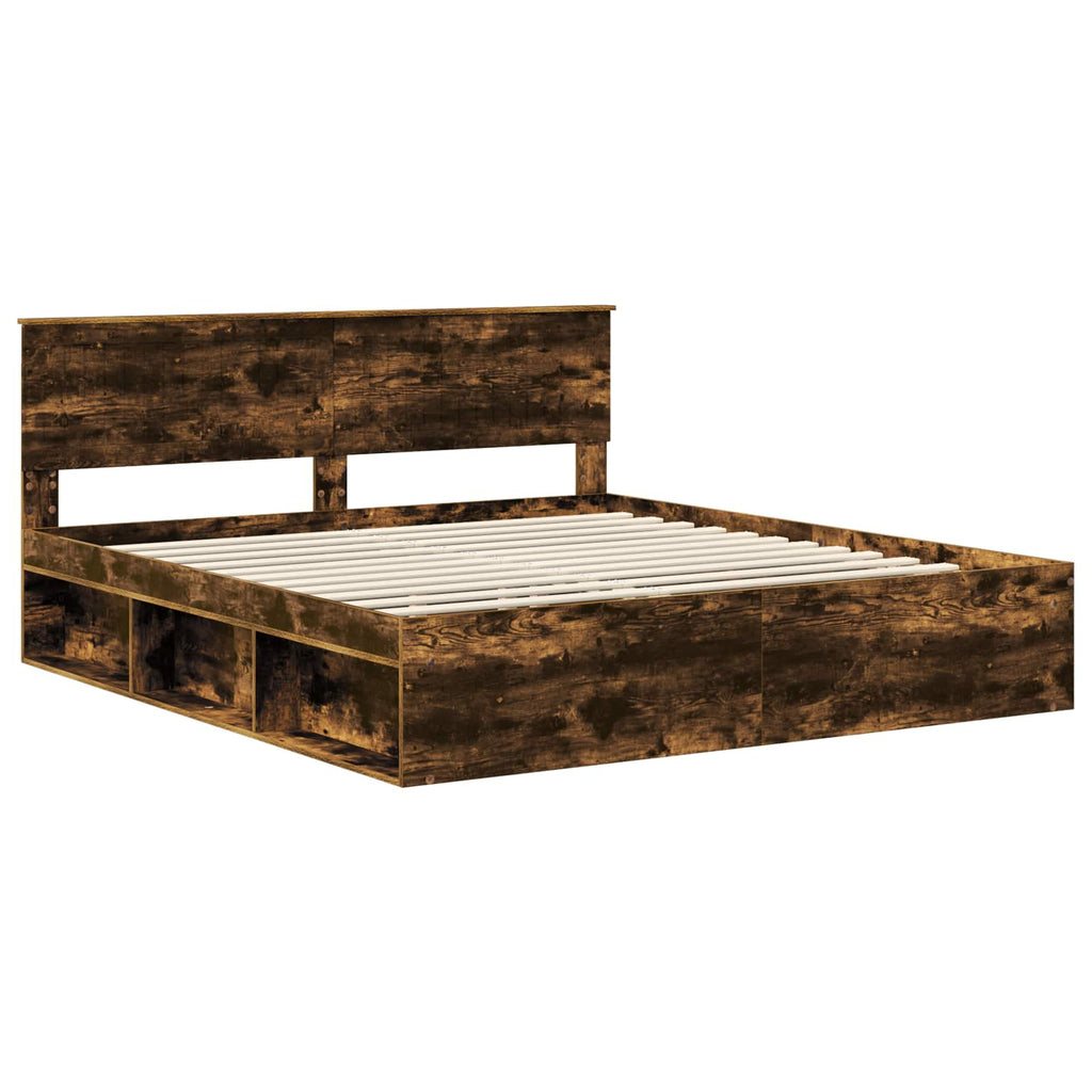 vidaXL Ramka łóżka Dąb wędzony 180 x 200 cm Lite drewno sosnowe