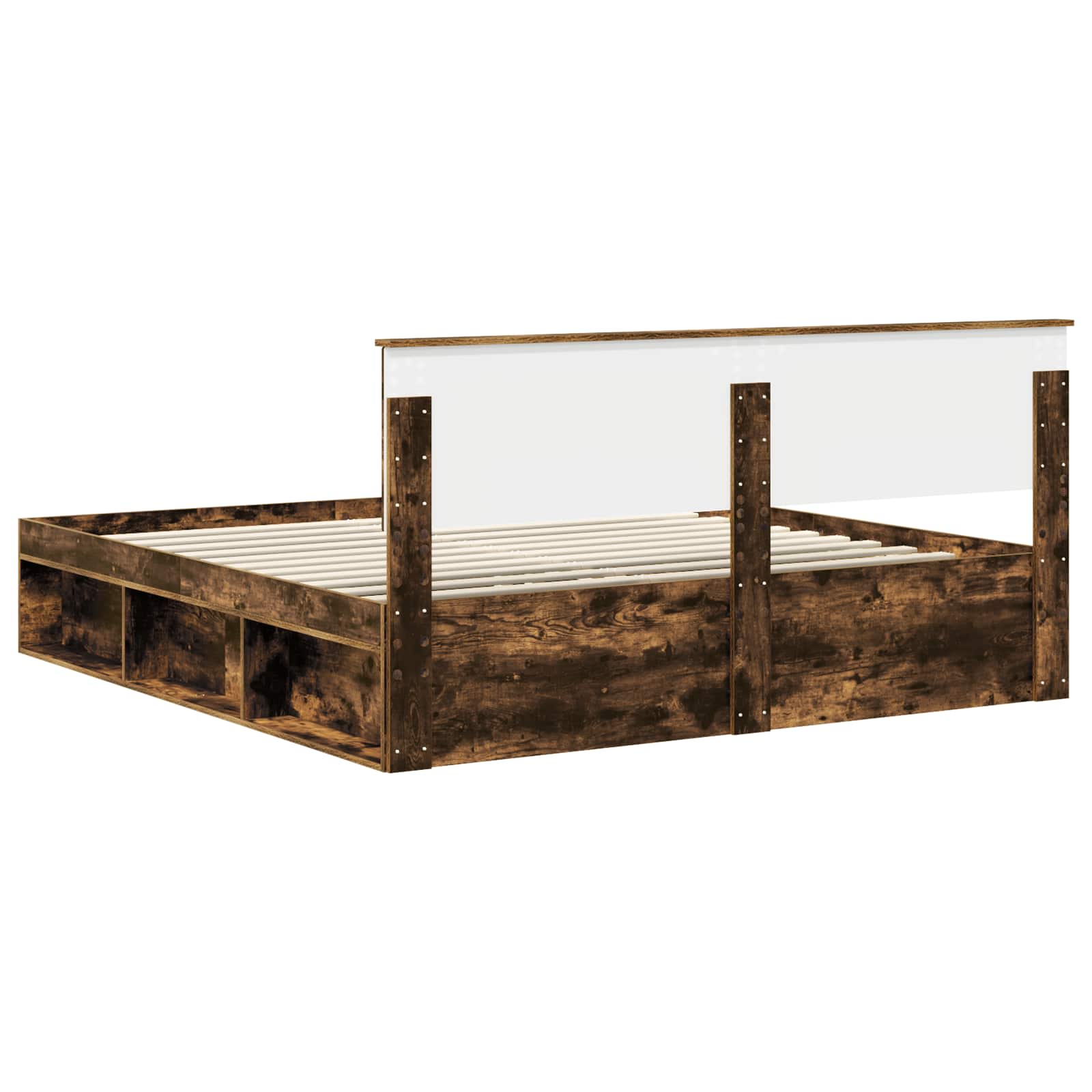vidaXL Ramka łóżka Dąb wędzony 180 x 200 cm Lite drewno sosnowe
