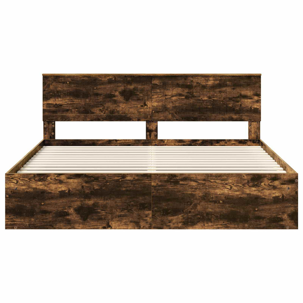 vidaXL Ramka łóżka Dąb wędzony 180 x 200 cm Lite drewno sosnowe