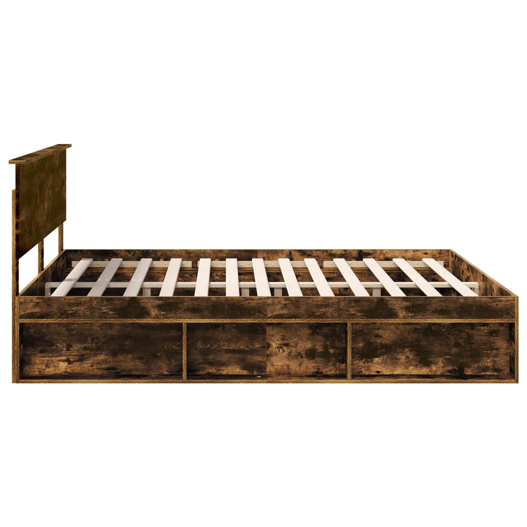 vidaXL Ramka łóżka Dąb wędzony 180 x 200 cm Lite drewno sosnowe