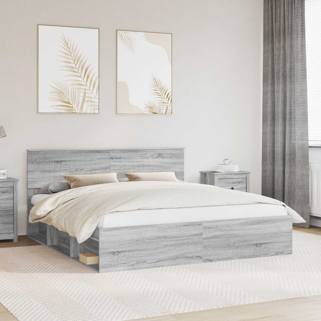 vidaXL Ramka łóżka Szary Sonoma 180 x 200 cm Lite drewno sosnowe