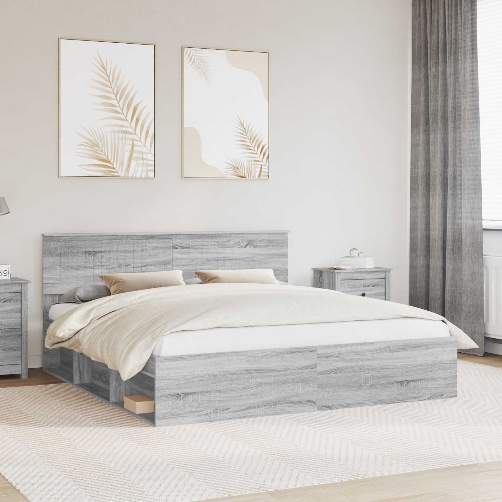 vidaXL Ramka łóżka Szary Sonoma 180 x 200 cm Lite drewno sosnowe