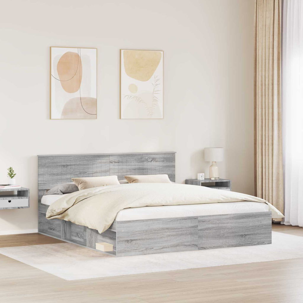 vidaXL Ramka łóżka Szary Sonoma 180 x 200 cm Lite drewno sosnowe