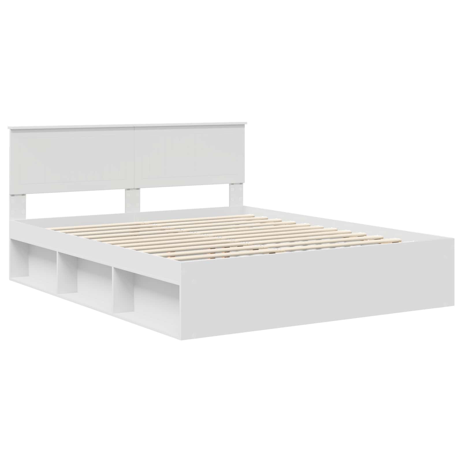 vidaXL Ramka łóżka Z zagłówkiem Biały 160 x 200 cm Lite drewno sosnowe