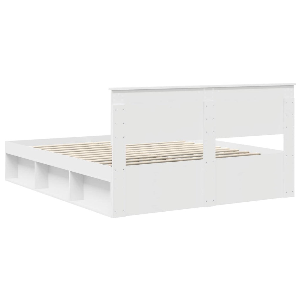vidaXL Ramka łóżka Z zagłówkiem Biały 160 x 200 cm Lite drewno sosnowe