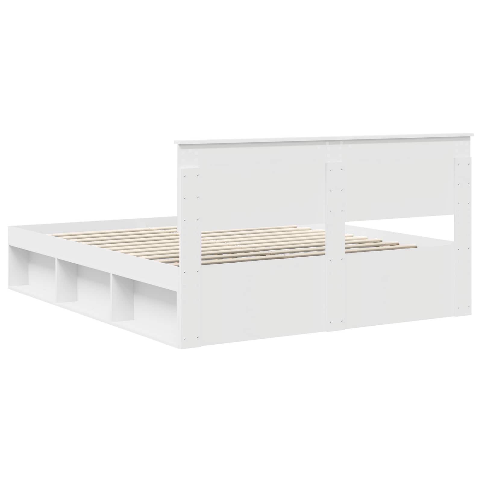 vidaXL Ramka łóżka Z zagłówkiem Biały 160 x 200 cm Lite drewno sosnowe