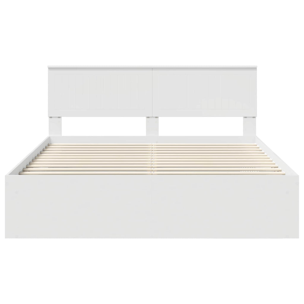 vidaXL Ramka łóżka Z zagłówkiem Biały 160 x 200 cm Lite drewno sosnowe