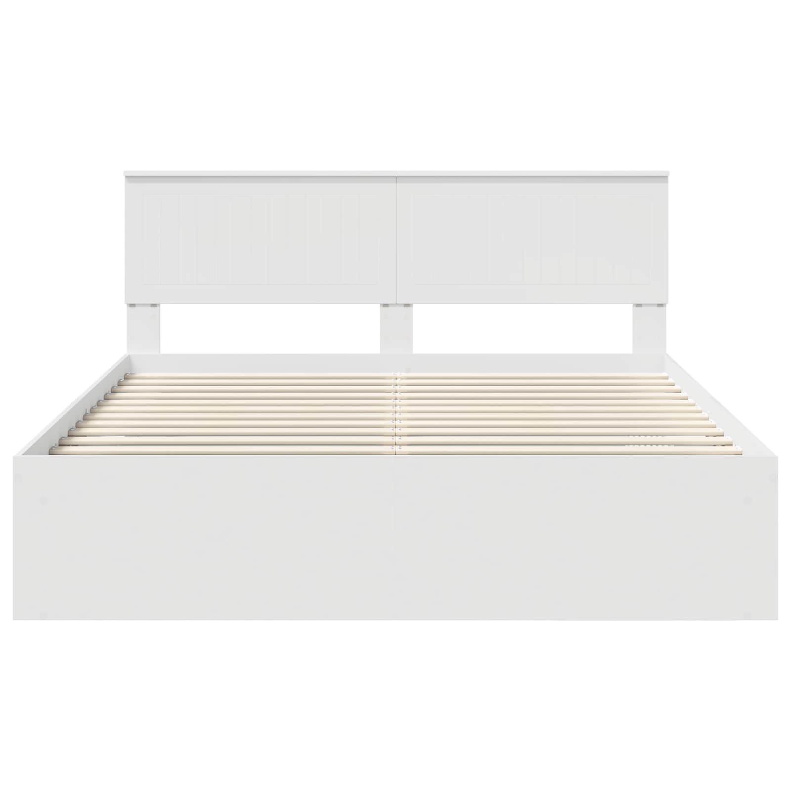 vidaXL Ramka łóżka Z zagłówkiem Biały 160 x 200 cm Lite drewno sosnowe