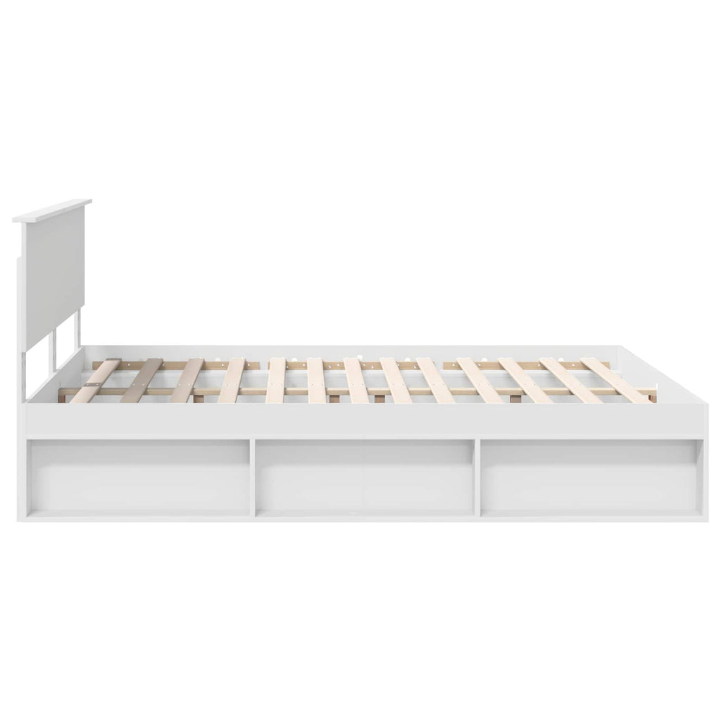 vidaXL Ramka łóżka Z zagłówkiem Biały 160 x 200 cm Lite drewno sosnowe