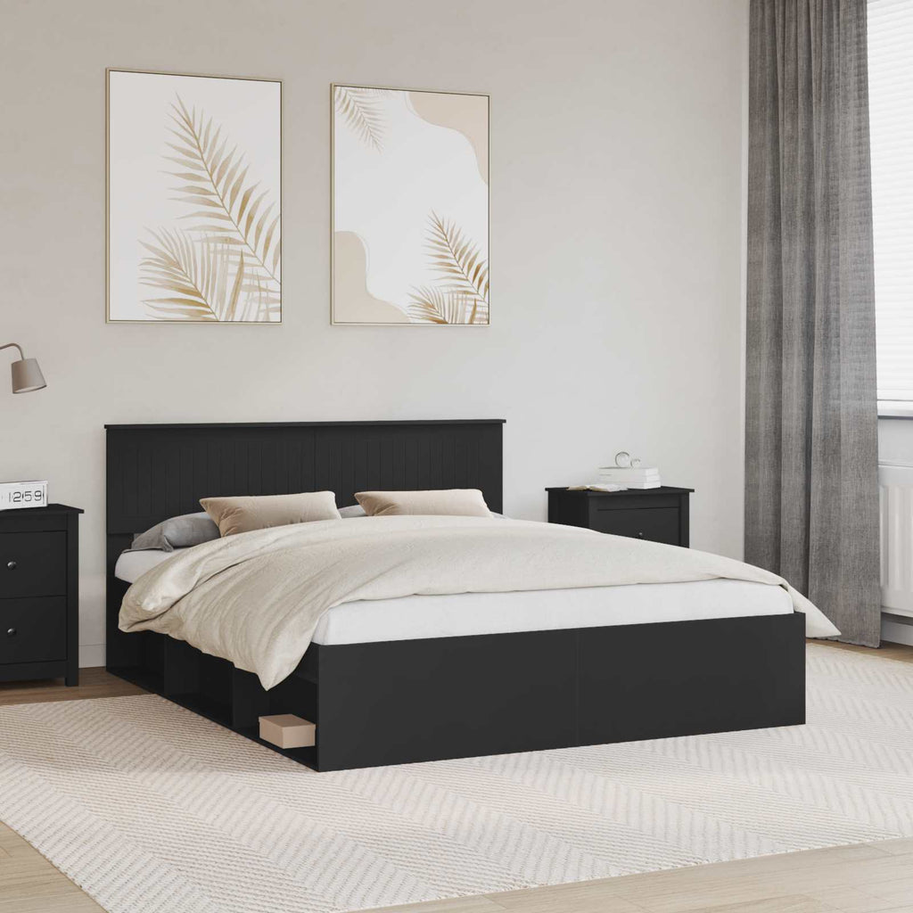 vidaXL Ramka łóżka Czarny 160 x 200 cm Lite drewno sosnowe