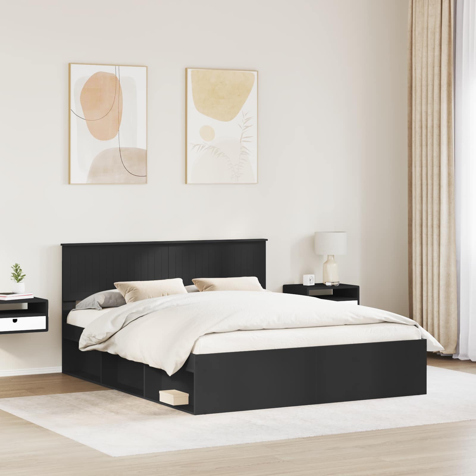 vidaXL Ramka łóżka Czarny 160 x 200 cm Lite drewno sosnowe