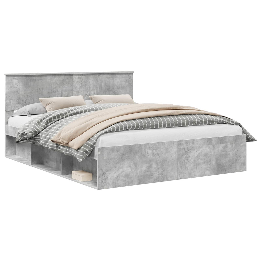 vidaXL Ramka łóżka Betonowy 160 x 200 cm Lite drewno sosnowe