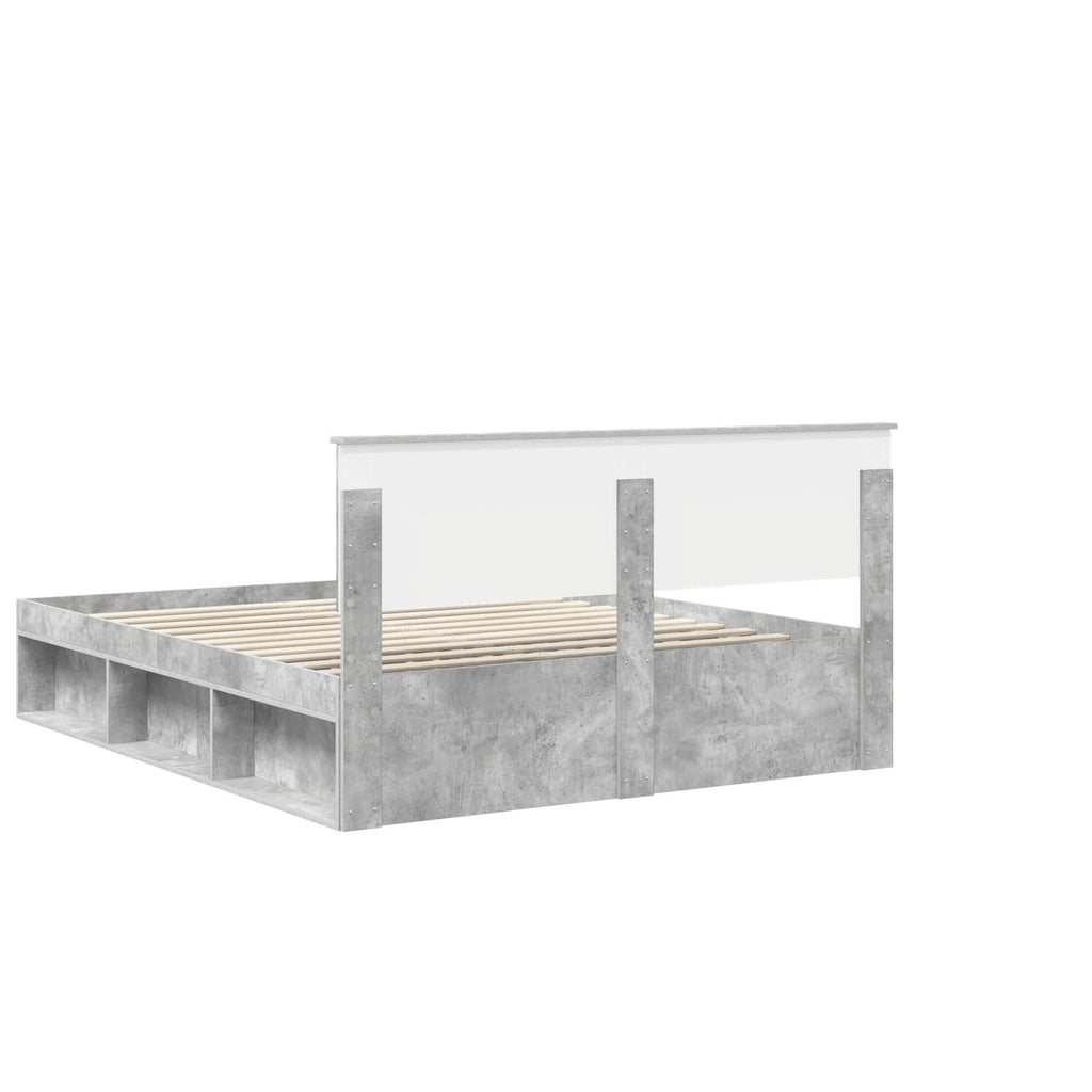 vidaXL Ramka łóżka Betonowy 160 x 200 cm Lite drewno sosnowe