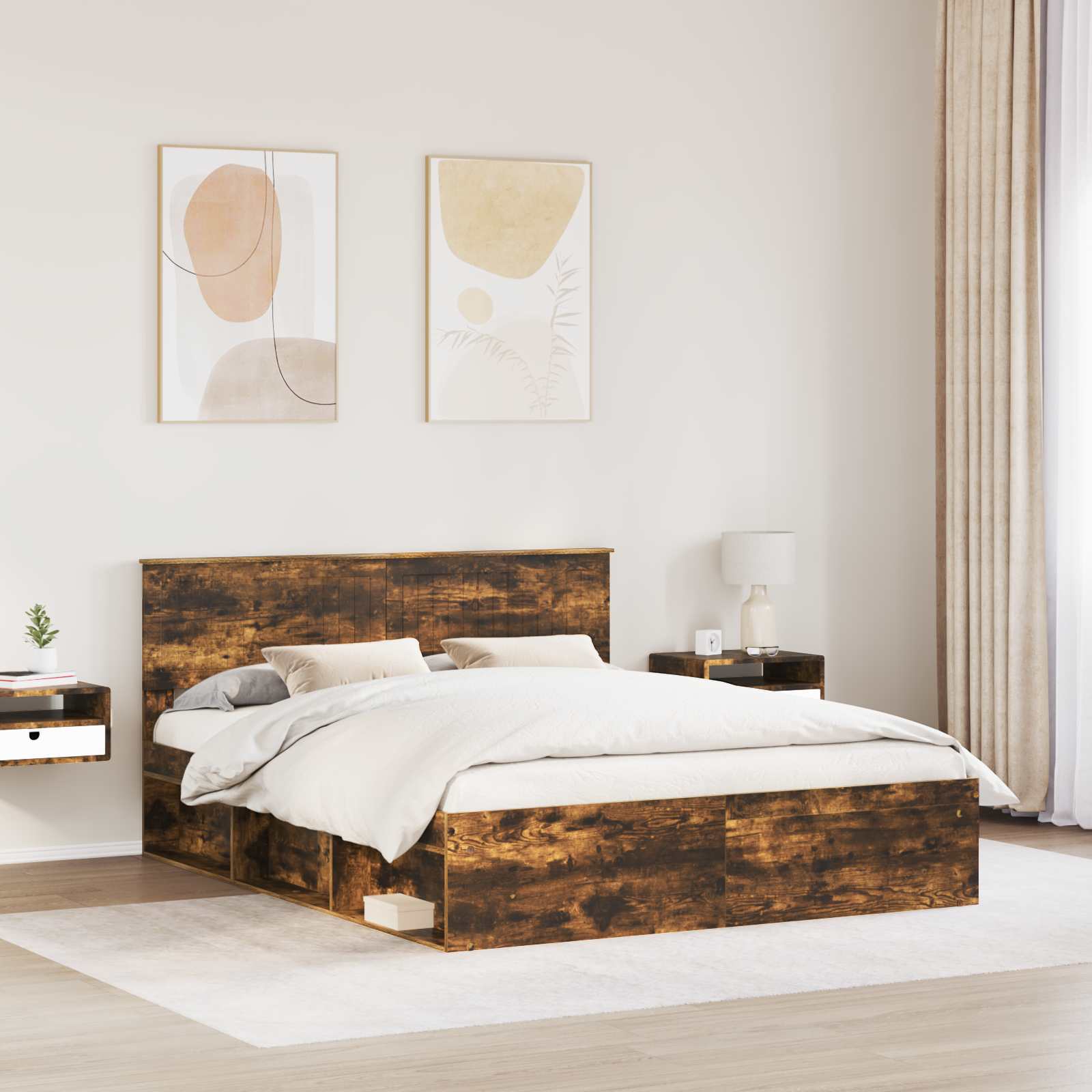 vidaXL Ramka łóżka Dąb wędzony 160 x 200 cm Lite drewno sosnowe